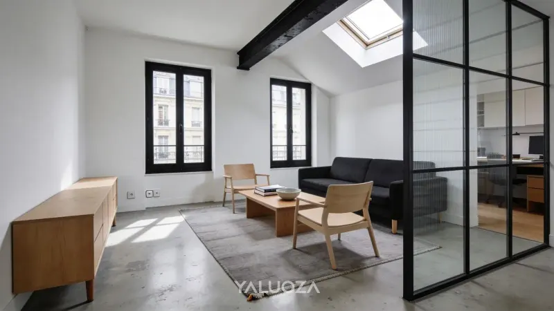 Dernier étage de 132 m² avec terrasse et vue sur les toits, rue Saint-Marc