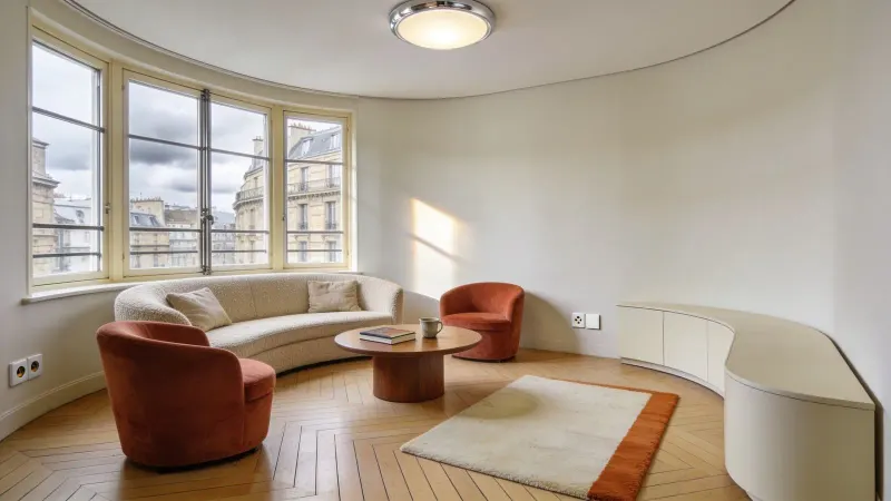 Cinq pièces de 156 m² à bow-windows, immeuble 1934, rue de Passy