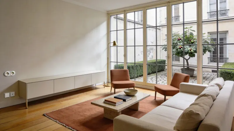 Quatre pièces de 128 m² sur cour privative plantée, rue de Miromesnil